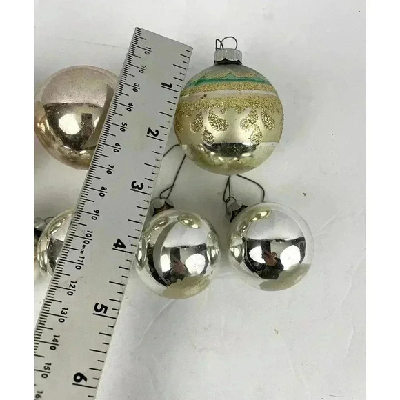 VTG Lot of 8 Mercury Glass Ornaments Holiday Christmas Gold Silver Shiny Brite - Picture 5 of 14